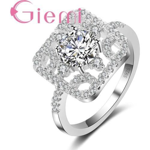 Popular Square Crystal Stone Ring for Womens BirthdayCubic Zirconia Gift Wedding Ceremony Jewellery