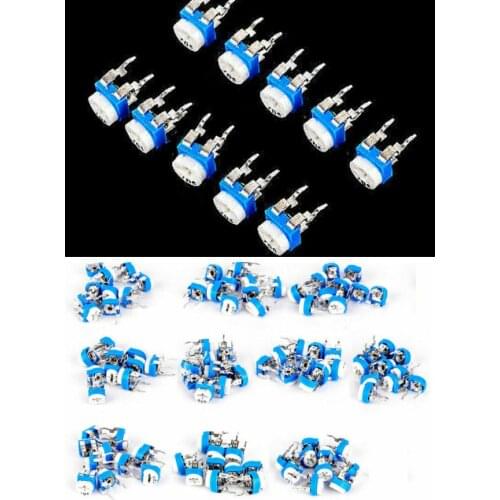 100 PCS 10 value potentiometer variable resistance blue and white Trimmer Potentiometer variable resisto