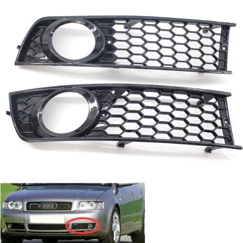 Pair Front Bumper Honeycomb Fog Light Grille Grill Cover For AUDI A4 B6 01-05