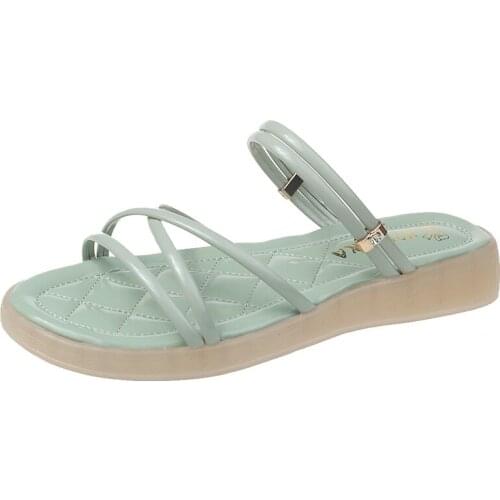 Net red sandals female fairy style flat shoes 2021 new fashion mid-heel thick-soled two-wear sponge cake sandals and slippers