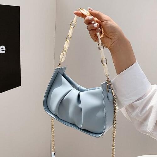 Net red small bag 2021 new fashion one-shoulder underarm bag womens bag summer chain slanted bag a hundred clouds bag