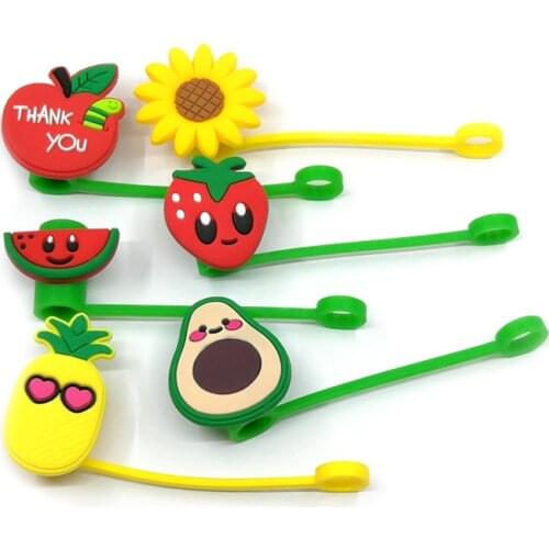 1PCS PVC straw cover cute cartoon figure straw cap Reusable Airtight Splash Proof Drinking Straw Tips Creative Cup Accessories