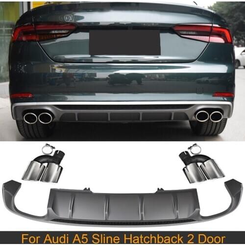 Car Rear Bumper Diffuser Lip Spoiler for Audi A5 Sline Hatchback 2 Door 2017 2018 2019 PP Rear Diffuser Lip Spoiler Black/ Grey