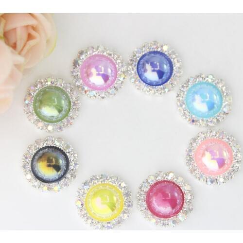 16mm AB Color Flatback Rhinestones Button Embellishment Diy Craft Hair Interspersed Artificial Buckle Shiny Wedding Accessories
