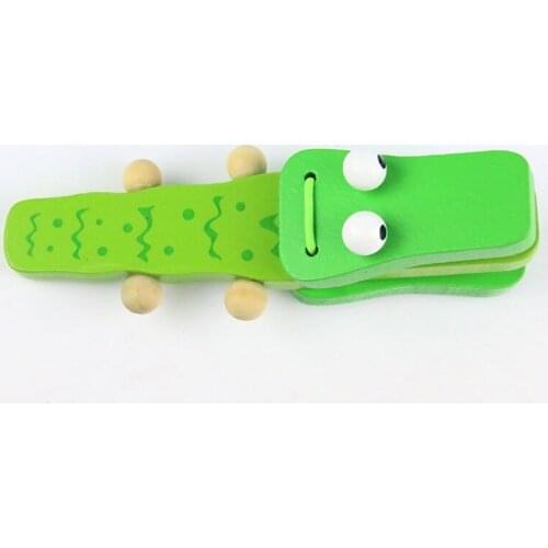 Crocodile Shape Wood Castanet Baby Musical Instrument Cartoon Child Musical Educational Rattle Toys