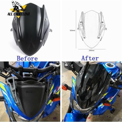Windscreen Windshield Shield Screen with Bracket For Suzuki GSX-S750 GSXS750 GSX-S GSXS 750 2017 2018 2019 Black color