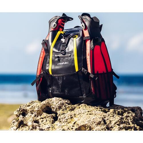 SEAPLAY Scuba Diving Free Diving Equipment 70L Waterproof Backpack Outdoor Water Resistant Heavy Duty Cushion Padded Back Panel