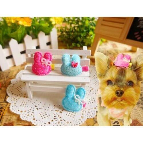 Pet Grooming Hair Clipper Dogs Cats Clips Dog Hairpin The rabbit head Pearl bowknot hairpin 30pcs/lot