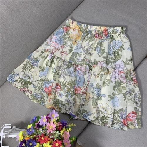 New 2020 korean Women Fashion High Waist Print Skirt plus size Broken Flower Sexy mini ruffled Skirt Printed Beach Skirts M-7XL