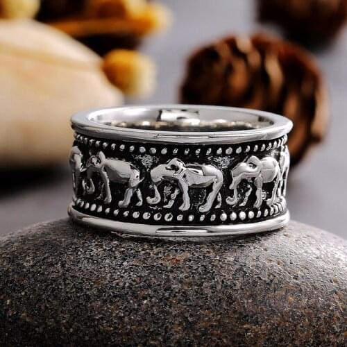 Women Men Elephant Finger Ring Vintage Animal Elephant Ring Jewelry Accessories for Gift Party Size 7-12