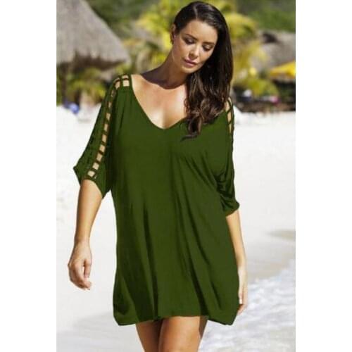 Women Summer Fashion Casual Loose Hollow Out Vintage Beach Knitting Cotton Butterfly Half Sleeve Plus Size Mini Dress Vestidos