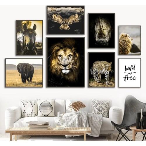 Animal Llama Lion Leopard Owl Elephant Wall Art Canvas Painting Nordic Posters And Prints Wall Pictures For Living Room Decor