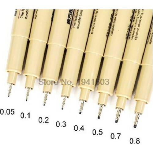 1 Set (8 different pcs) sketch&Comic needle pen Multi Function drawing pen painting supplies 0.05/0.1/0.2/0.3/0.4/0.5/0.7/0.8mm
