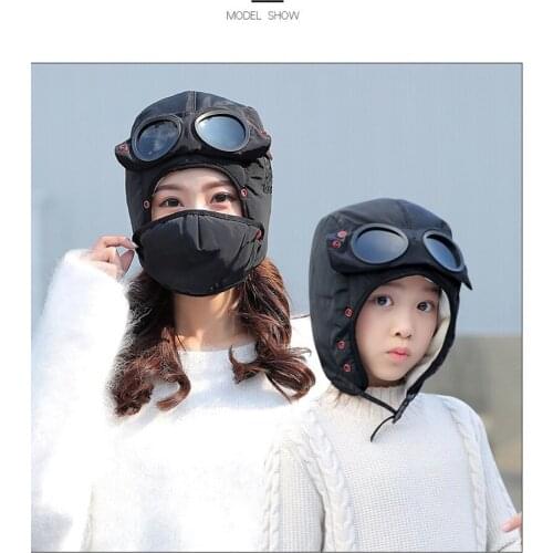 1PC 2020 New Fashion Warm Cap Winter Men Winter Hats Waterproof Hood Hat With Glasses Cool Balaclava Winter Sports Accessories