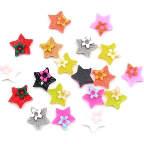 100Pcs Mixed Star 11x11mm Resin Crafts Christmas Decoration Flatback Cabochon Embellishment For Scrapbook DIY Accessories