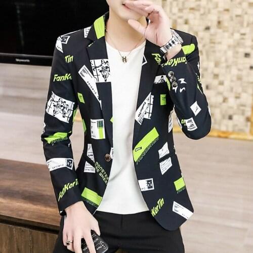 2021 Handsome Man Printed blazer Youth Slim Casual blazer