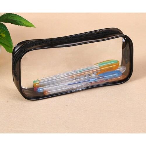 20x8x3.5cm Portable Pencil Bags PVC Transparent Student Waterproof Zipper Pencil Case Travel Cosmetic Bag School Stationery