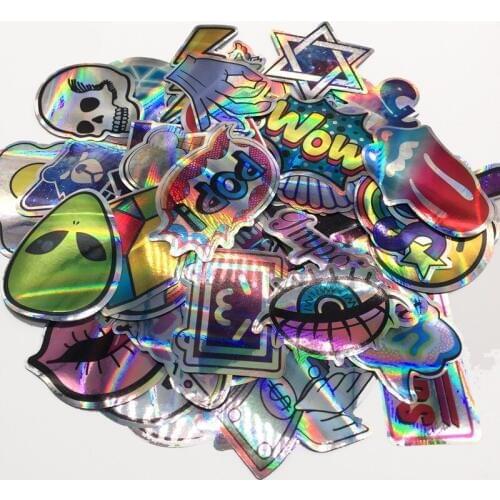 60pcs/lot laser Sticker Funny Cute Style Waterproof Snowboard Luggage Laptop Motorcycle suitcase skateboard Graffi toys decal