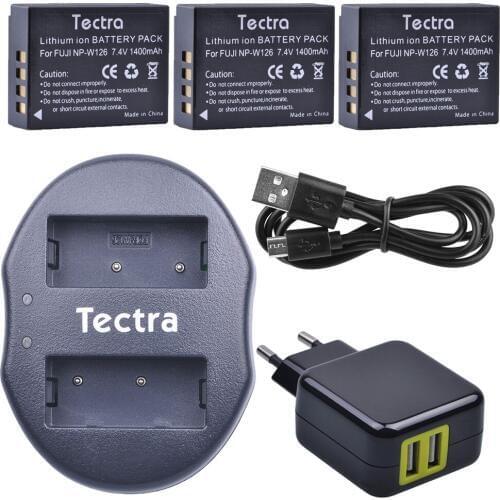 3PCS 1400mAh NP-W126 NPW126 Battery for Fujifilm Fuji X-Pro1 XPro1 XT1 XE1 HS30EXR NP W126 Battery+USB Dual Charger+AC Adapter