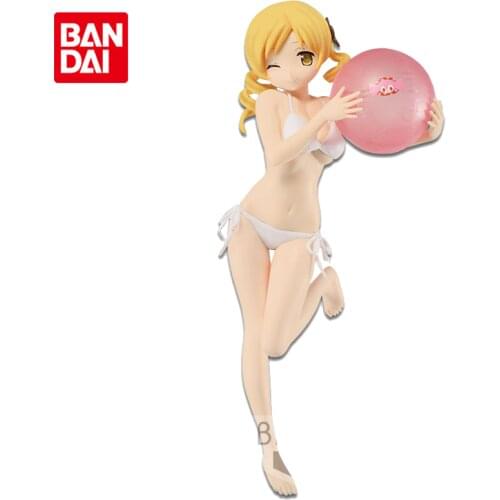Bandai Genuine Puella Magi Madoka Magica EXQ Tomoe Mami Swimsuit Anime Action Figures Collectible Model Ornaments Toys For Kids