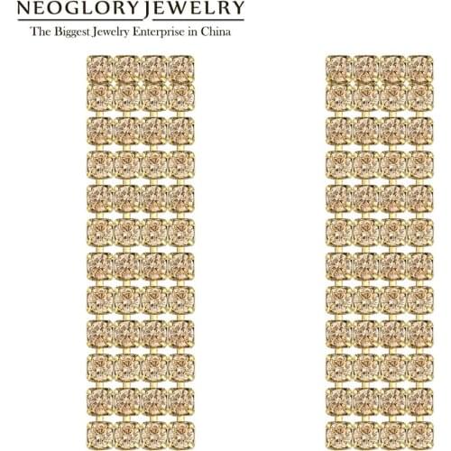 Neoglory 2020 New Fashion 2MM CZ 4Rows 3cm Claw Chain Crystal Tassel Earrings For Women Bride Jewelry For Wedding Gift Souvenir