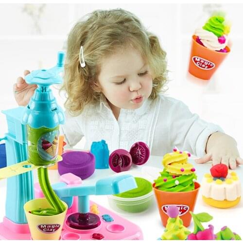 DIY Handmade 12 Color Playdough Mud Slime Clay Pretend with Ice Machine Mold Tool Set Toy Clay Gift Play Dough Toys for Children