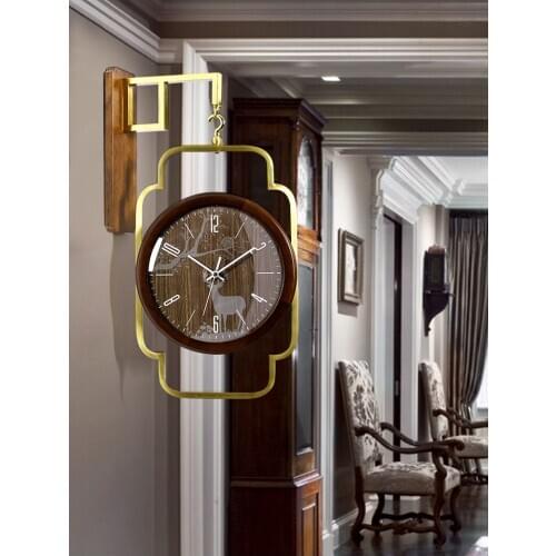 Double Sided Large Digital Wall Clock Wooden Silent Modern Design Wall Clock Quartz Zegar Na Sciane Home Decorations OO50WC