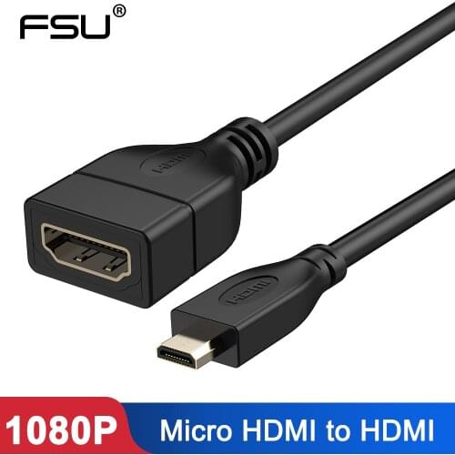 FSU Micro HDMI-compatible Cable Male to HDMI-compatible D Type Female Adapter Cable 1080P For Camera HDMI-compatible Micro 15CM