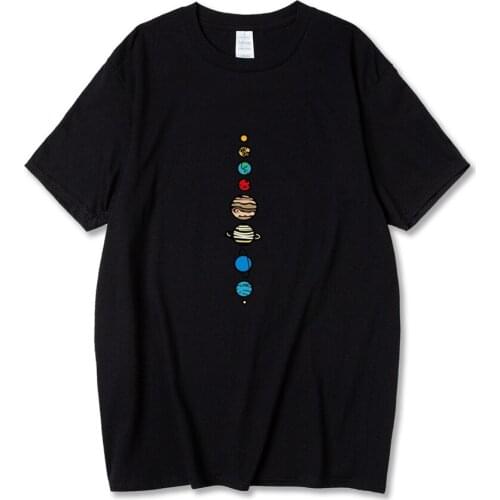 Planets Colour T-Shirts Men 2021New Summer Pure cotton Short Sleeve Tshirts Creative Design Funny Male Tops Tee camisetas hombre