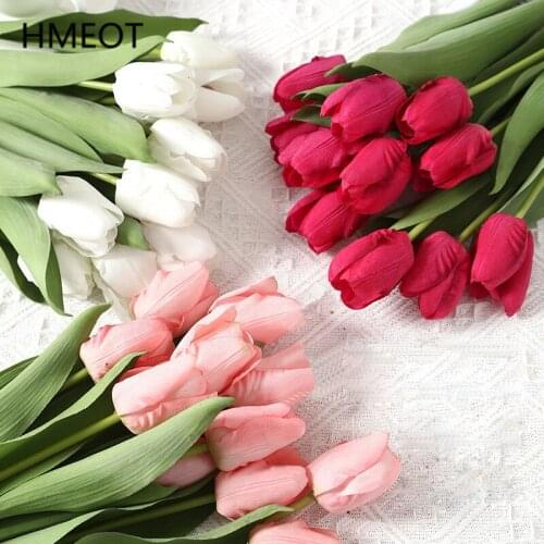HI-Q Artificial Flower Real Touch Moisturizing Tulip DIY Wedding Bouquets Home Decoration Ornaments Silk Fake Flower Photo Props