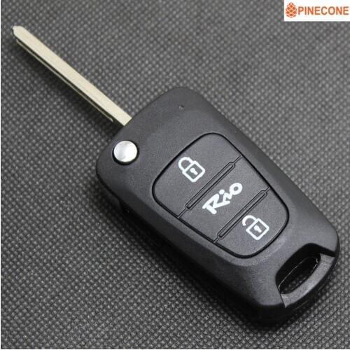 PINECONE Key Casing for KIA RIO Car Key 2 Buttons Uncut TOY40 Blade Replace Remote Flip Folding Key Shell With Battery Holder