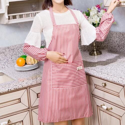 Kitchen Apron with sleeves pink aprons for woman Waterproof Oil Resistant kitchen accessories Housework cleaning cooking apron