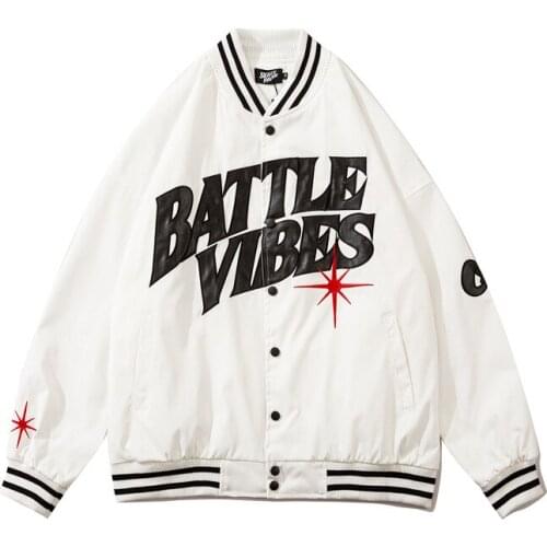 Jacket Men Retro PU Letters Embroidery Baseball Uniform Jacket Mens Oversized Bomber Coat Couple All-match College Style Outwear