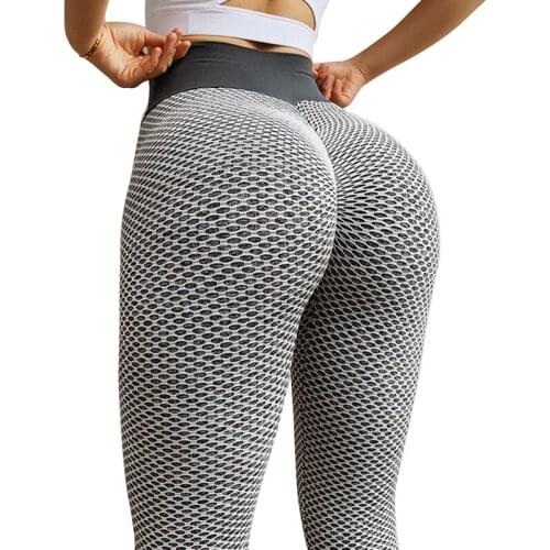 Hot Selling Grid Tights Yoga Pants Women Seamless High Waist Leggings Breathable Gym Fitness Elastic Clothing Girls Yoga Pant