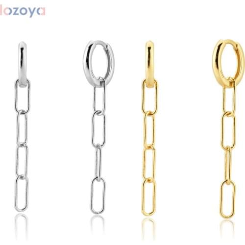Lozoya 925 Sterling Drop Earring New Silver 8.5mm Chain Locker Piercing Rock Punk Pendiente Ohrringe 2020 Party Jewelry