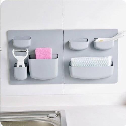 Multifunction Shelf Sponge Drain Rack Bathroom Storage Suction Holder Kitchen Organizer Sink Kitchen Accessories Bath Baskets