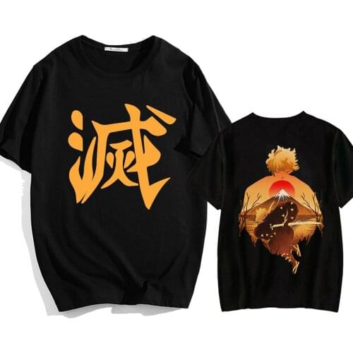 Hot Anime Agatsuma Zenitsu T-Shirt Men Cotton T Shirt Harajuku Demon Slayer T-shirt Anime Short Sleeve Clothes Hip Hop Tops Tees