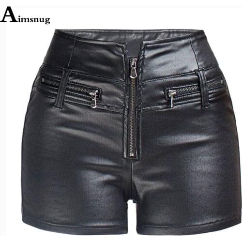 2021 New PU Leather Shorts High Waist Women Shorts All-match Zipper Short Bottom Plus Size 3XL Ladies Sexy Leather Ultrashort