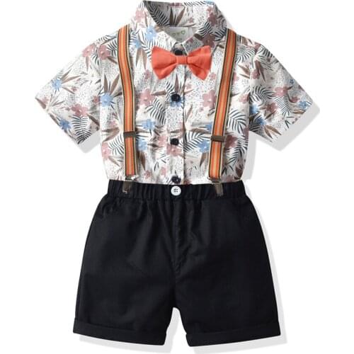 New Kids Boys Summer Toddler Clothes Toddler Gentleman Shirt Tops Suspender Shorts Casual Baby Boy Clothes Outfits
