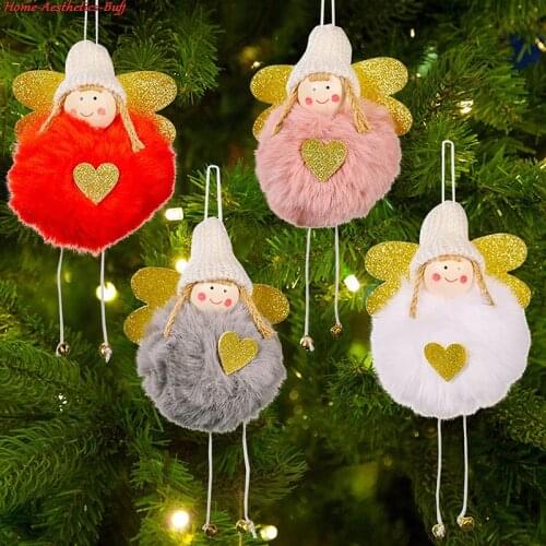 New Year 2022 Merry Christmas Angel Plush Doll Pendant Christmas Tree Ornament