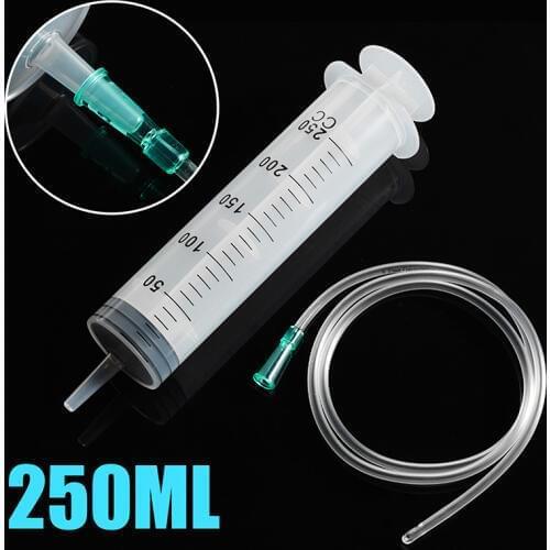 1Pc 250ml Plastic Large Capacity Syringe Large Disposable Capacity Syringe For Refilling Measuring & 1m Tube