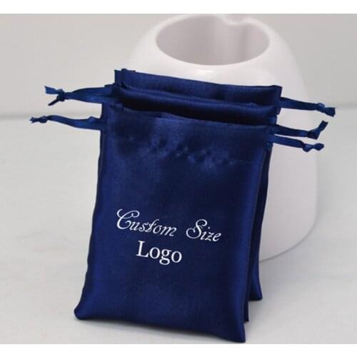 Navy Silk Stain Gift Bags 8x10cm 9x12cm 10x15cm(4"x 6") Blue Fabric Sack Makeup Jewelry Drawstring Pouches