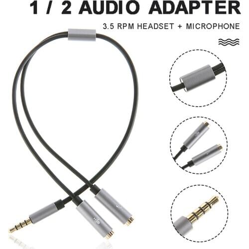 Durable 24K Gold-plated 3.5mm Male to Two Female Audio Adapter Portable Mobile Phone Headphone Adapters Cable