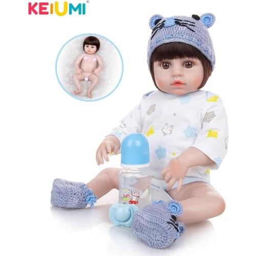 KEIUMI 19 Inch 49cm Real Reborn Baby Doll Full Silicone Vinyl Body Realistic Alive Baby Reborn Doll For Kids Playmate Toys Gift