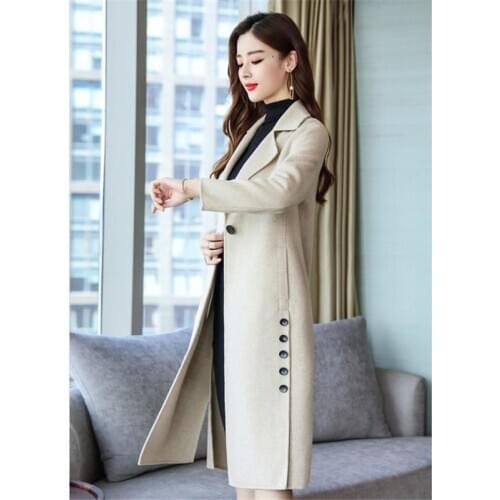 Woolen Coat Women Apricot M-4XL Plus Size Loose 2020 Autumn Winter New Korean Fashion Gray Long Thick Wool Jacket Feminina Lj067