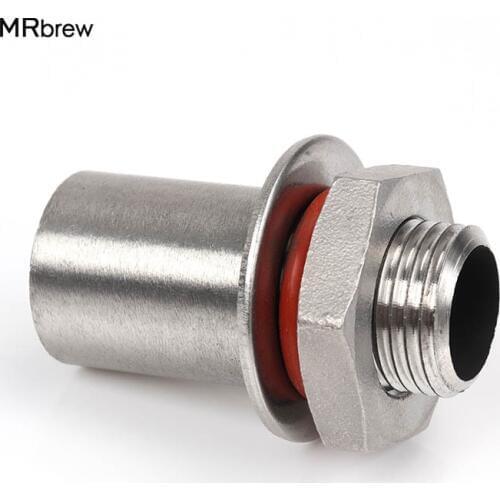 1/2" NPT Stainless Steel homebrew Weldless Bulkhead for beer keg / kettle valve