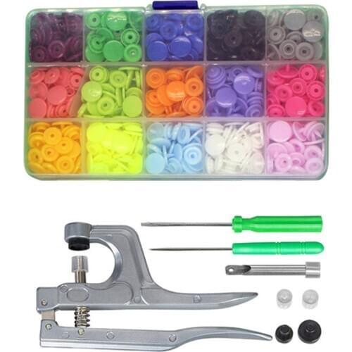 T5 Hand Press Snap Button with Snaps Pliers Tool Organizer Containers Fastener Cloth Buttons Pliers Press Machine Sewing Tools