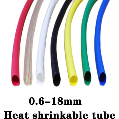 Heat Shrink 10m/2:1 Shrink Red Yellow Blue Green White Transparent Black Heat Shrinkable Tube Insulating Flame Retardant