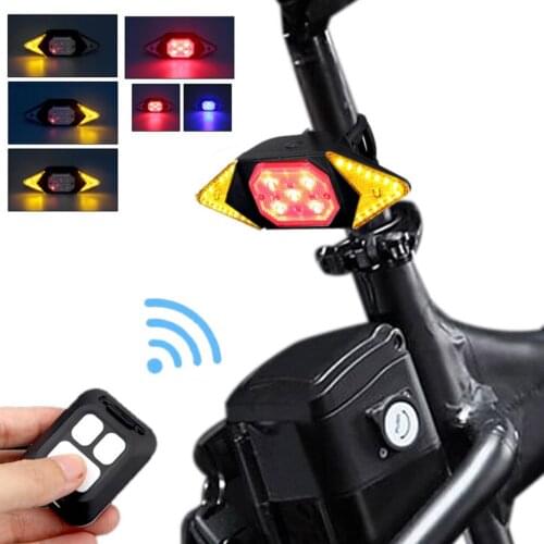 Smart Bike Turning Signal Taillight Intelligent USB Bicycle Rechargeable Rear Light Cycling Remote Control LED Warning Lamp