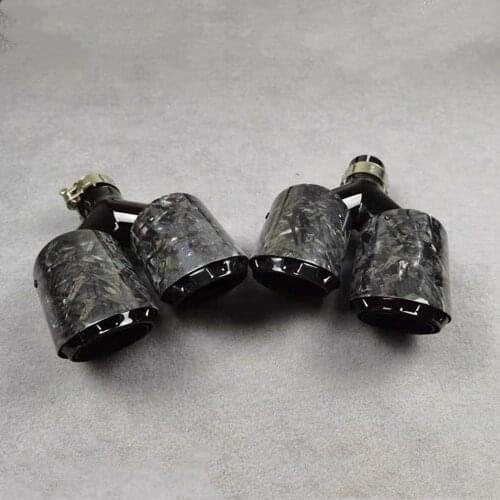 1 Pair Y Model Forged Carbon Fiber Glossy Exhaust Tip Car Styling Rear Diffuser 304 Stainless Steel For Akrapovic Muffler Pipe